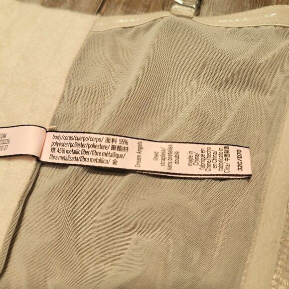 Victorias Secret 32C Dream Angels Lined Strapless Longline Bra Bustier Silver - Picture 6 of 6